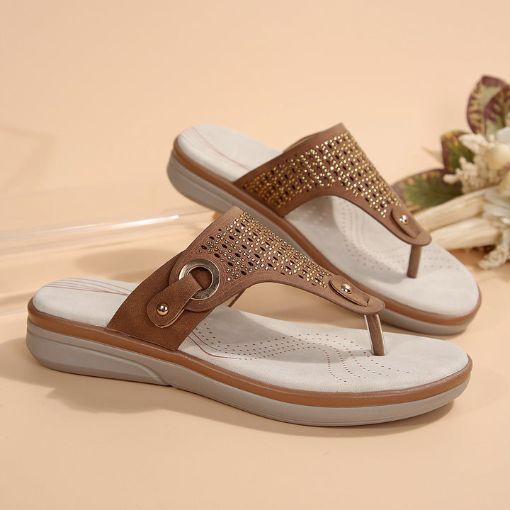 Dame Elegant Tåskiller-sandaler med fashionable glimmerdetaljer og ergonomisk sål Stilla