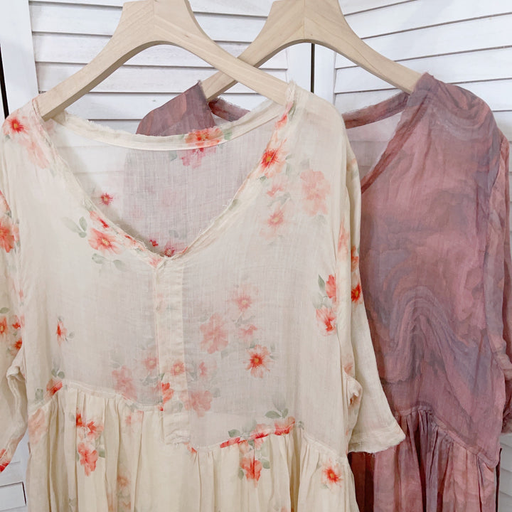 Femme Let Blomstret Midi Kjole Stilla