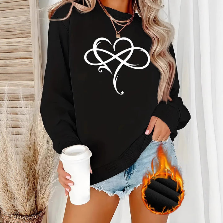 Kvinders sweatshirt med kreativt hjerte design og afslappet pasform Stilla