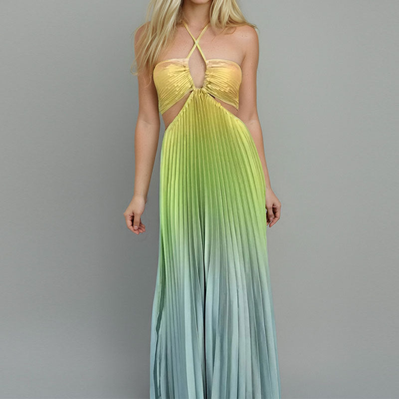 Dame Strandkjole med trefarvet, plisseret look Stilla
