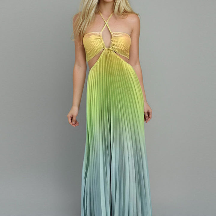 Dame Strandkjole med trefarvet, plisseret look Stilla