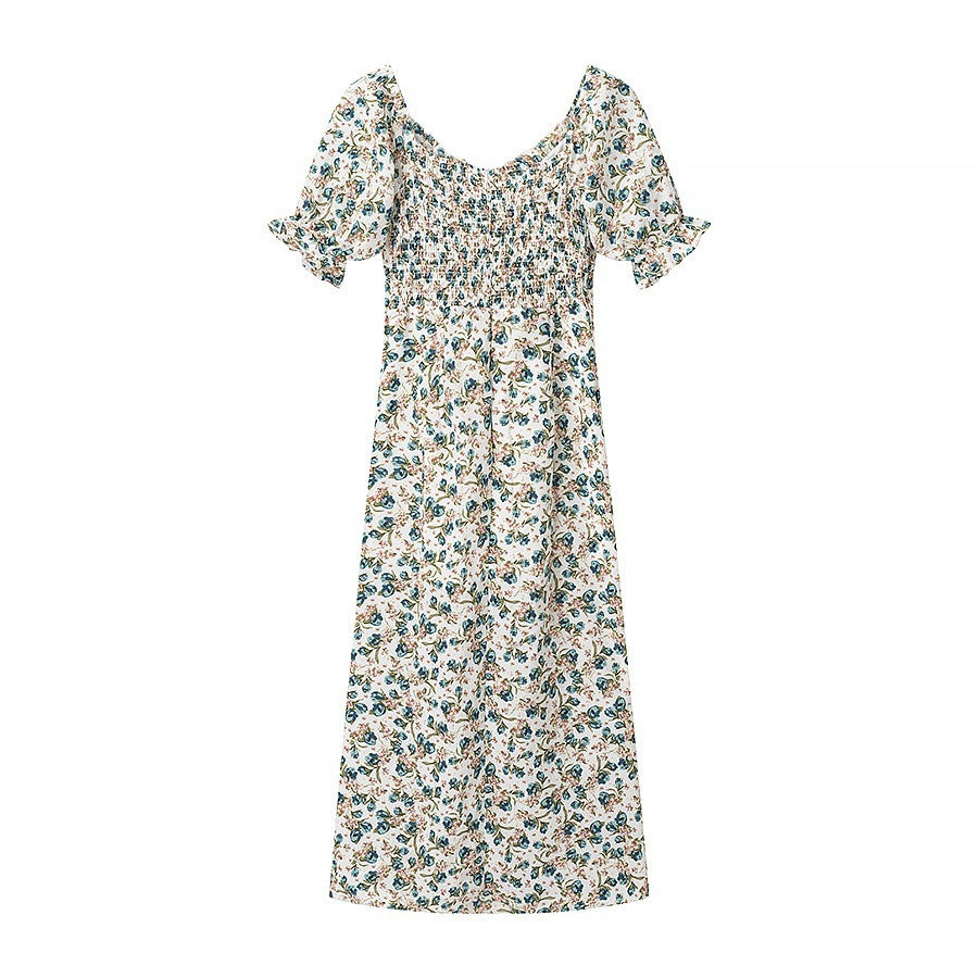Dame Floral Print Maxi Kjole med Rüschenærmer Stilla