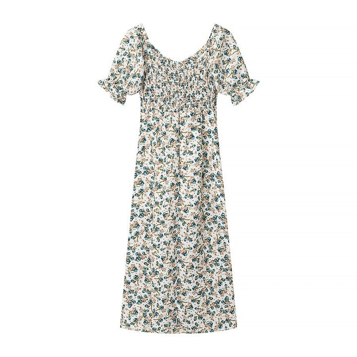 Dame Floral Print Maxi Kjole med Rüschenærmer Stilla
