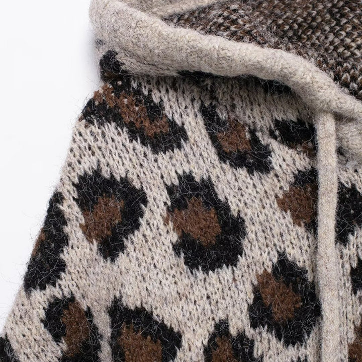 Femme Cozy Leopardskinds mønster Hoodie Sweatshirt Stilla