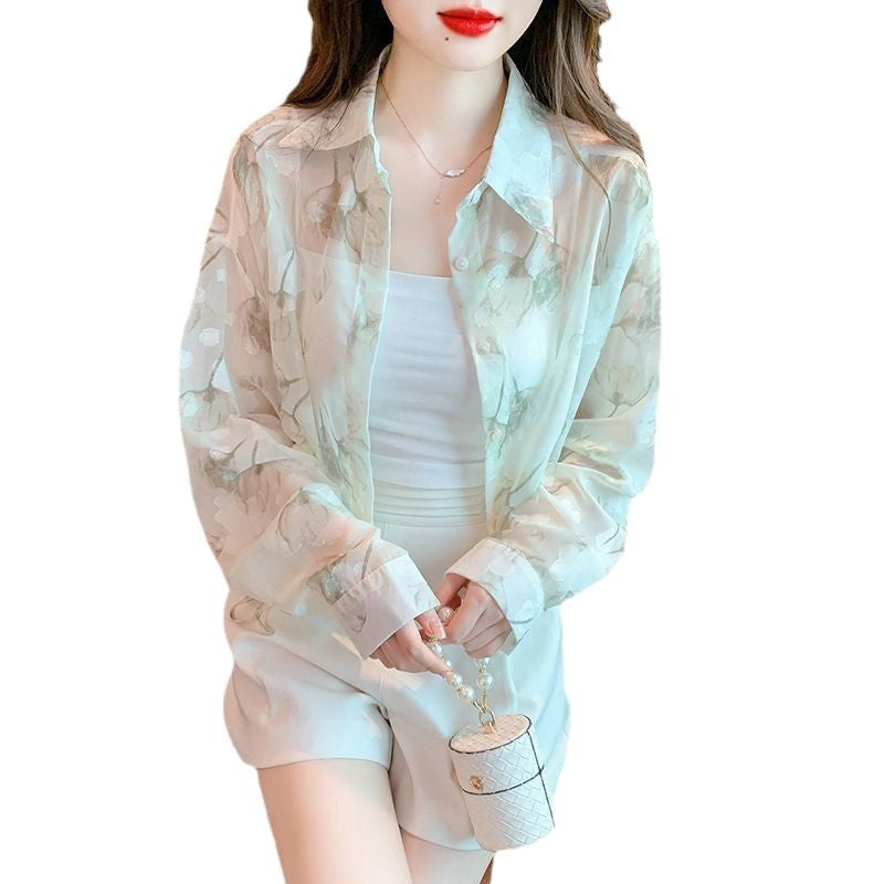 Damerne gennemsigtige bluse med blomsterdesign Stilla