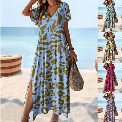 Dame Elegant Lagdelt Maxi Kjole Stilla