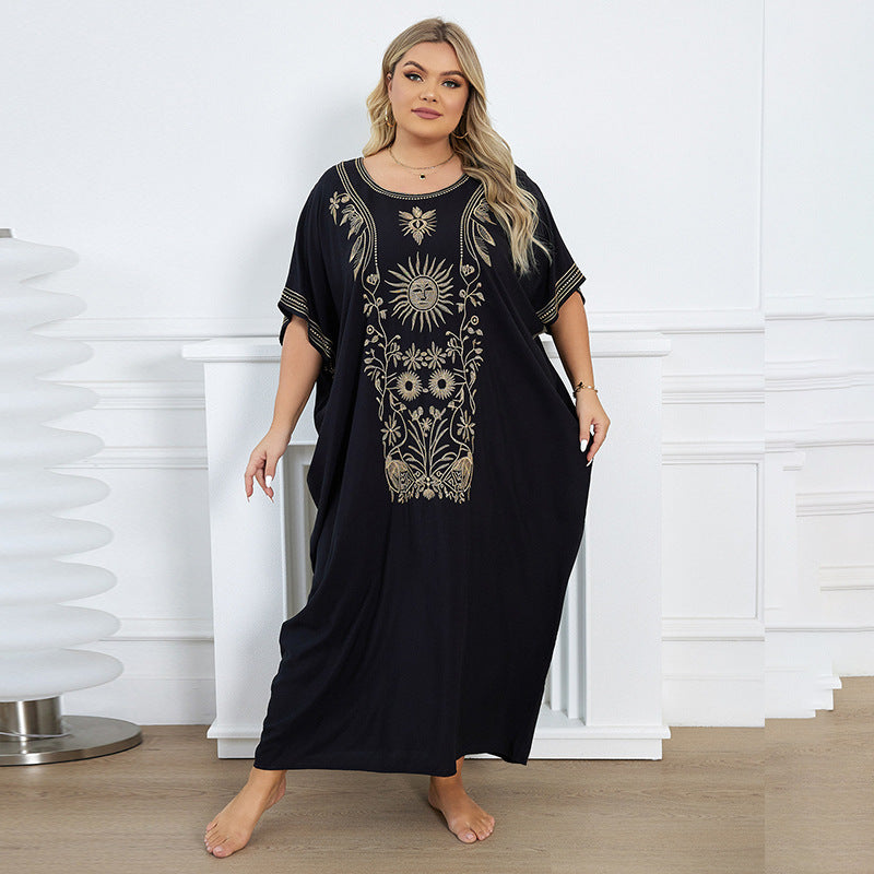 Dame luftig kaftan med kunstnerisk broderedesign Stilla