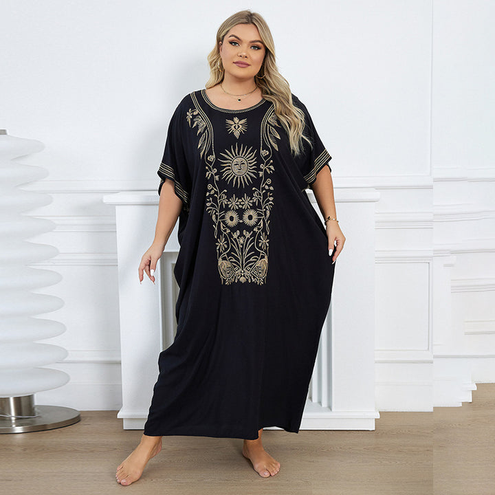 Dame luftig kaftan med kunstnerisk broderedesign Stilla