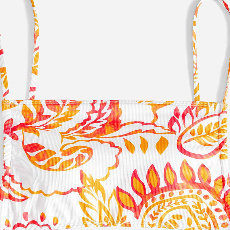 Dame triangel-bikini med glade blomster mønster og elegante ruffles detaljer Skovae