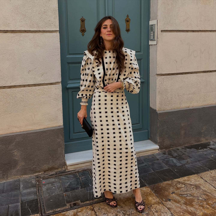 Damer Elegant Maxi Kjole med Ruffle Detaljer Stilla