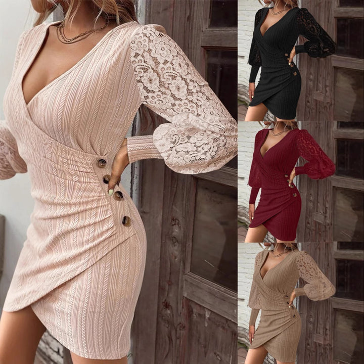 Dame Elegant Spidsærme Bodycon Kjole Stilla