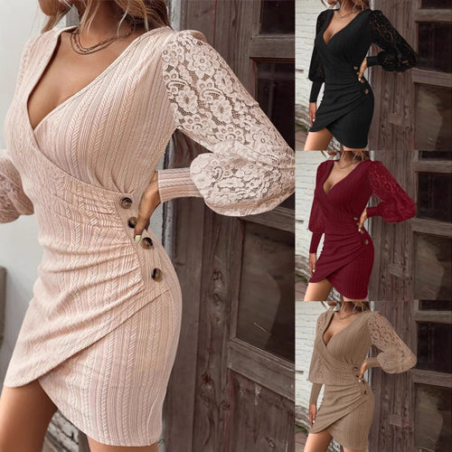 Dame Elegant Spidsærme Bodycon Kjole Stilla
