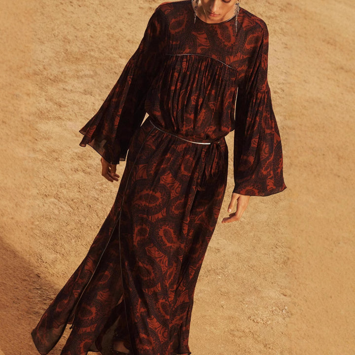 Femme Maxi-nederdel med elegant paisley-trykt Stilla