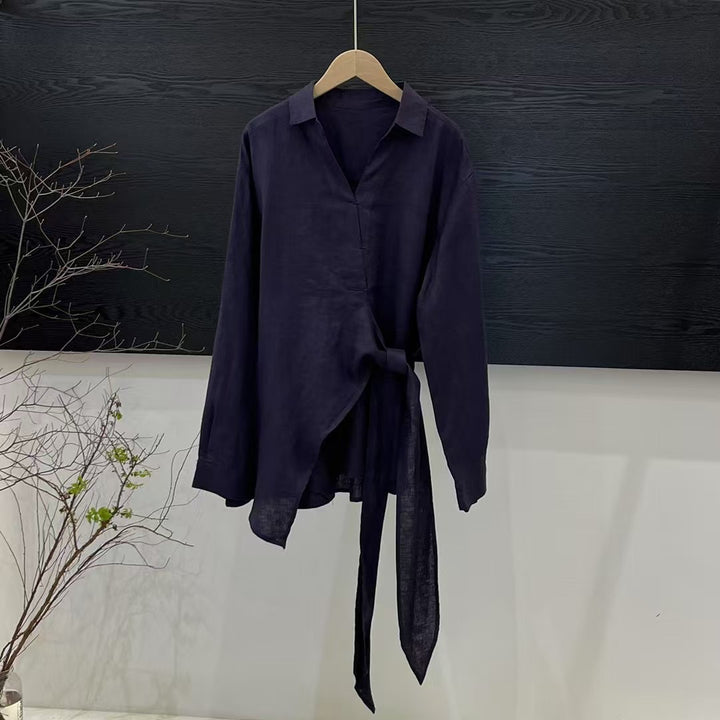 Femme Wrap-Stil Læder Bluse Stilla