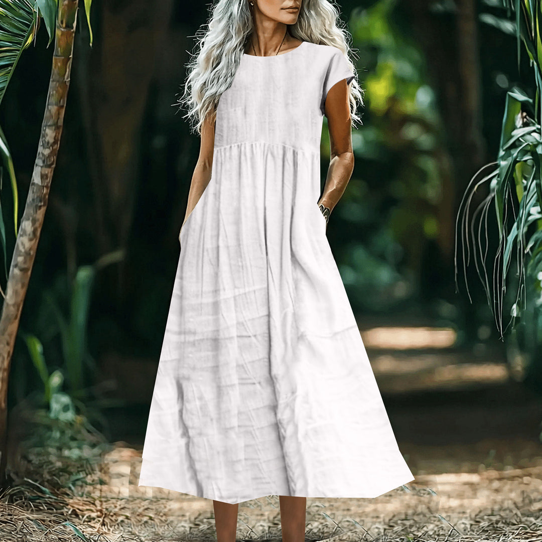 Dame Casual Maxi Kjole med Lomme-Detail Stilla