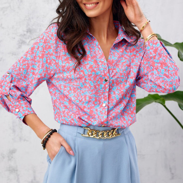 Dame Modisk Bluse med blomsterprint og elegante detaljer Stilla