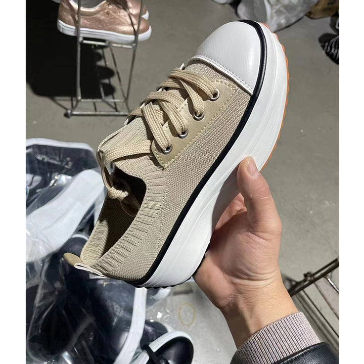 Dame Plateau-Sneakers med elastisk strikket overdel og skridsikker sål Stilla