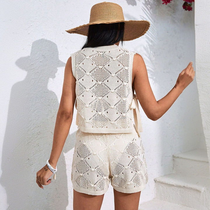 Damehækle-sæt med crop-top og korte shorts Stilla