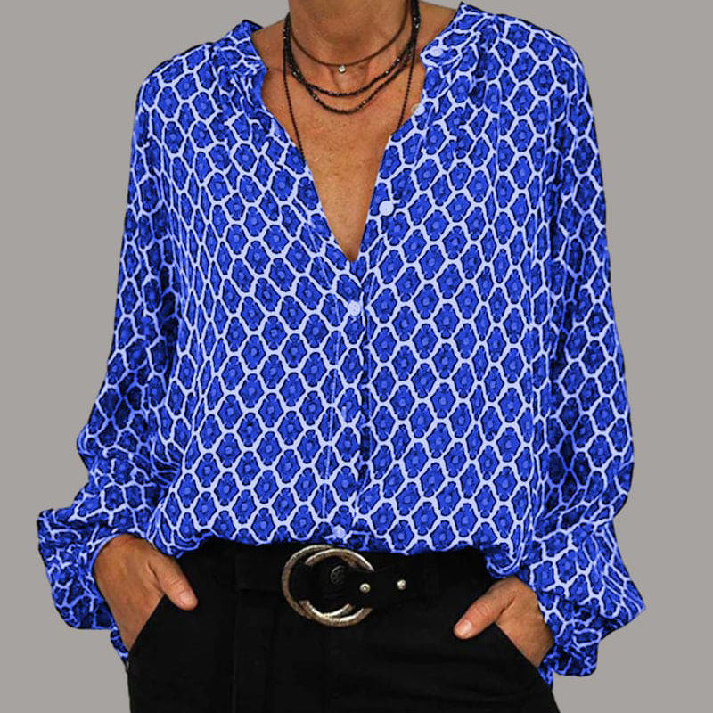 Dame elegant skjorte med moderne geometrisk design Stilla
