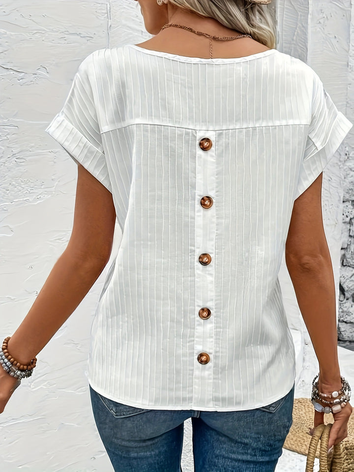 Femme Button-Up Stribet Kortærmet Bluse Stilla
