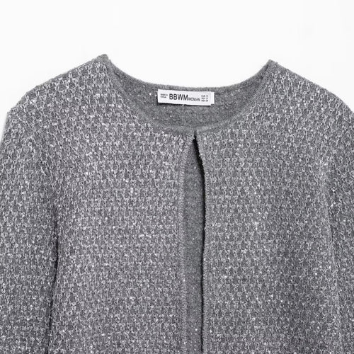 Femme Strukturstrik-Cardigan med knaplukning Stilla