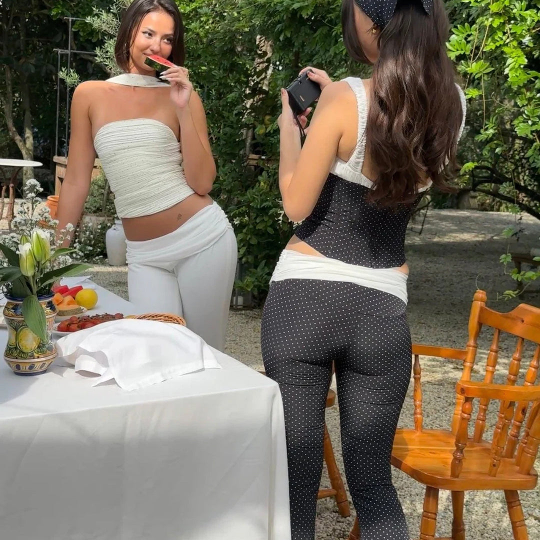 Dame Trendy Bustier med Kapærmer og Rynkedetaljer Stilla