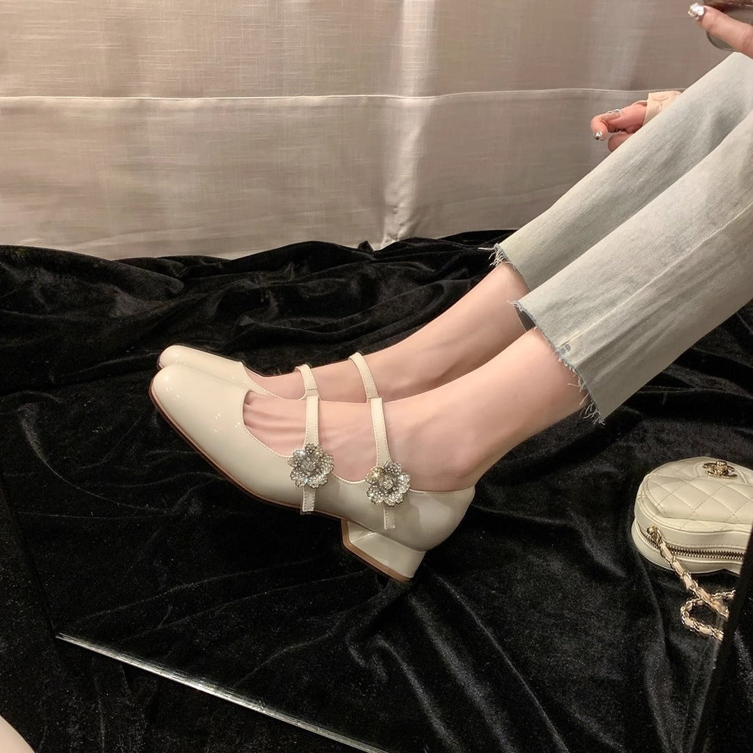 Dame Elegante Blomsterdekorerede Mary Jane Ballerinaer Stilla