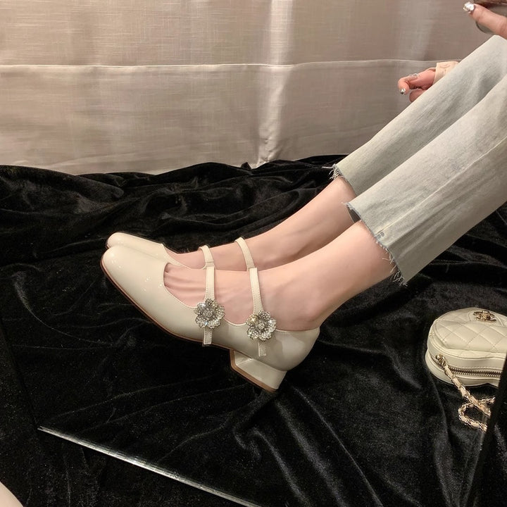Dame Elegante Blomsterdekorerede Mary Jane Ballerinaer Stilla