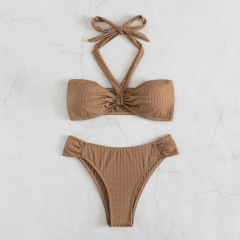 Dame bandeau-bikini med elegant knude Skovae