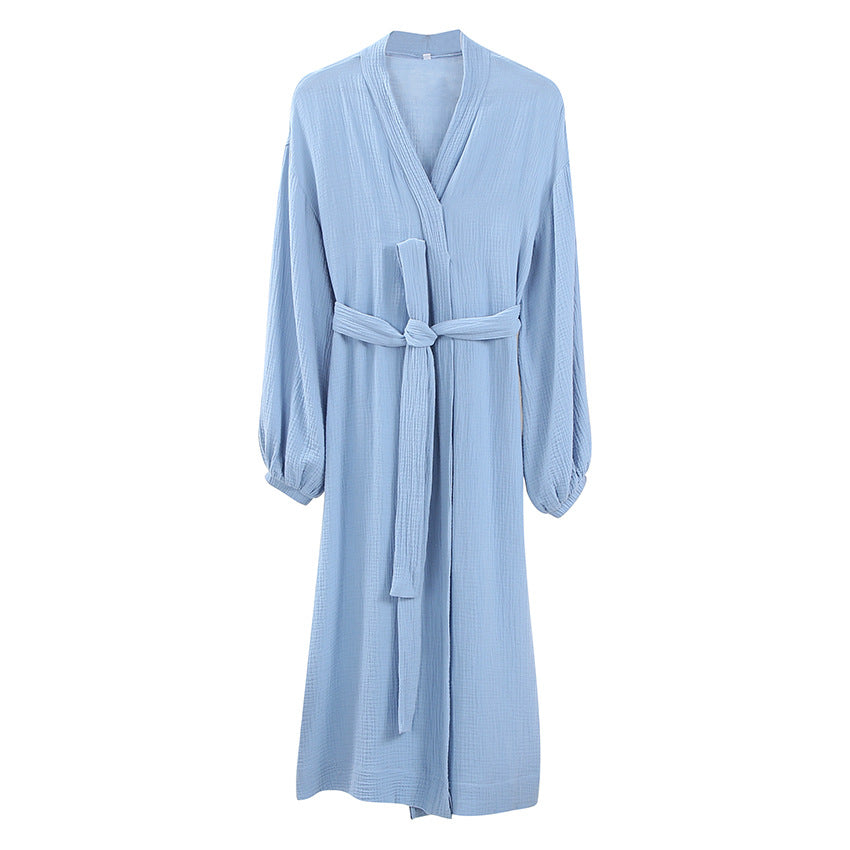 Dame Kimono-Robe med elegante lange ærmer og taljerbar bælte Stilla