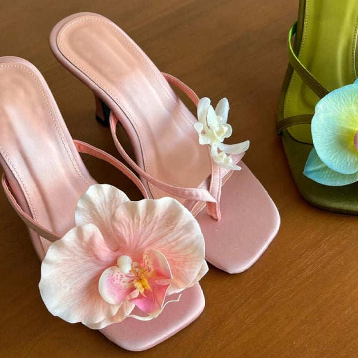 Dame Floral Dekoreret Slingback Hæle Stilla