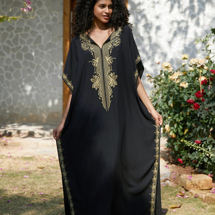 Dame Kaftan med elegant broderi og vid skjæring Stilla
