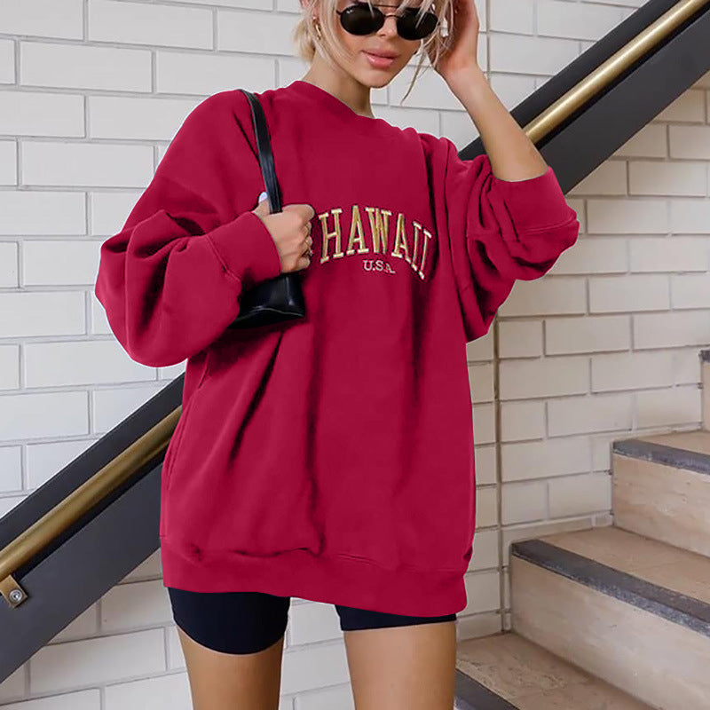 Dame Oversized Sweatshirt med Statement-Print Stilla