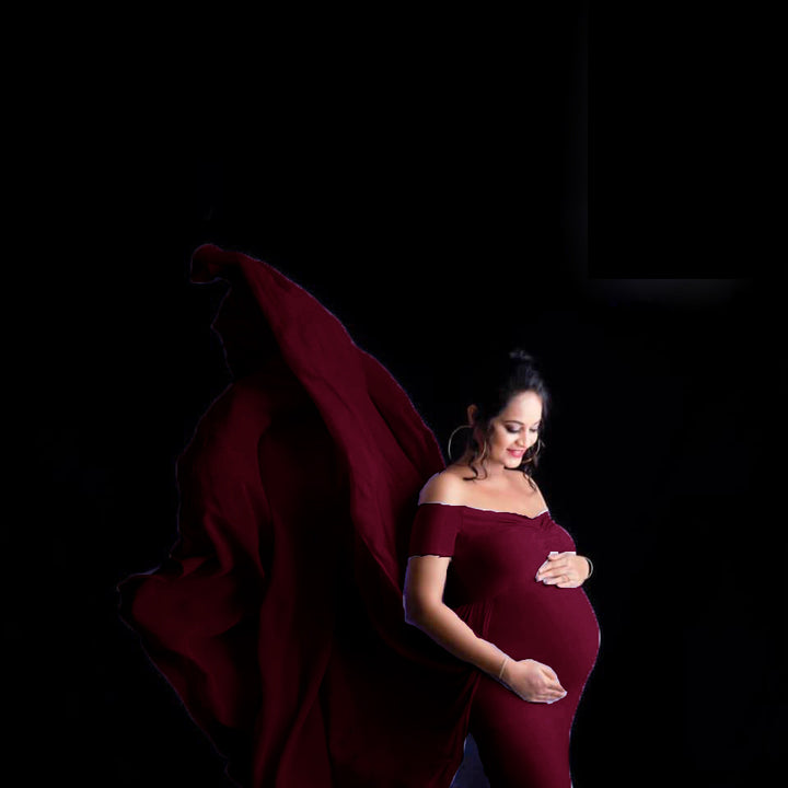 Dame Elegant Graviditets Wrap Kjole Stilla