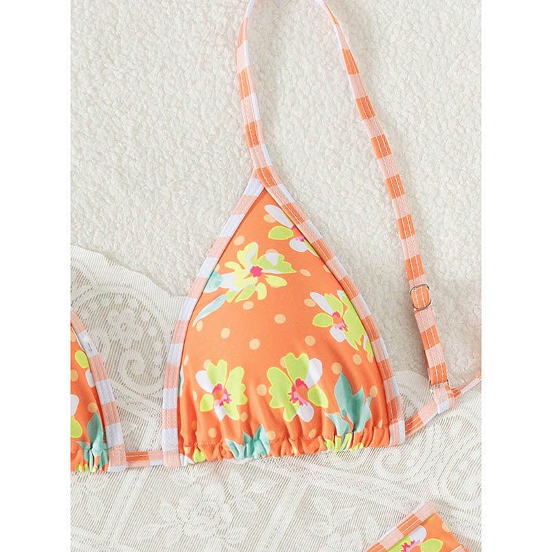 Dame Blomster Mønster Triangel Bikini Sæt Stilla
