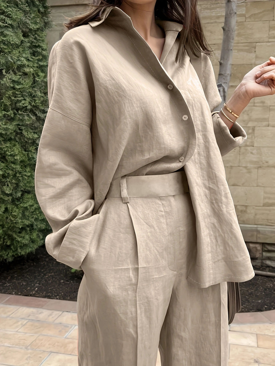 Femme Relaxed Fit Oversized Button-Up Skjorte Stilla