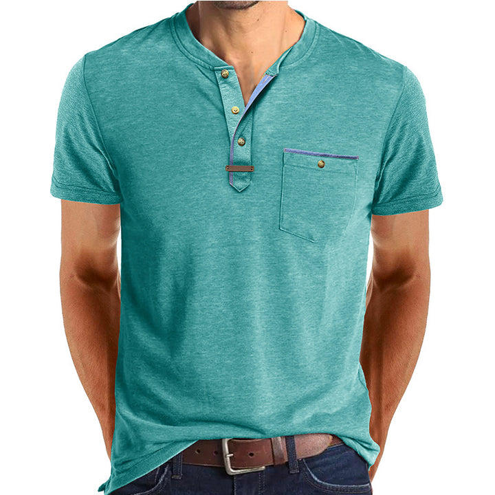 Herrer Kortærmet Henley T-shirt med modiske detaljer Stilla