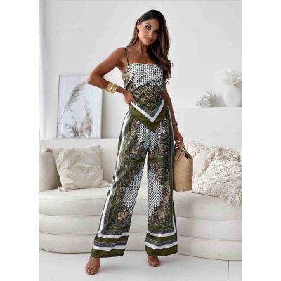 Dame Elegant Trykt Bredbenet Jumpsuit Stilla