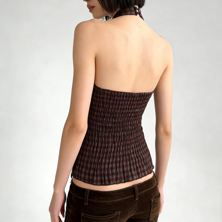 Damen elegantes Haltertop mit verspieltem Schleifen-Detail Skovae