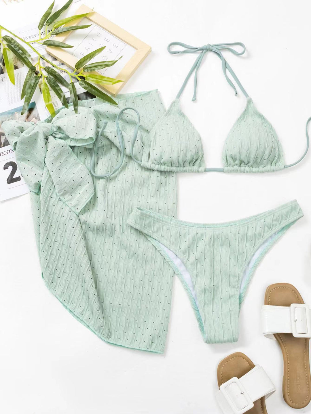 Dame bikini-sæt med dekorativ nederdel og raffinerede stropper Stilla