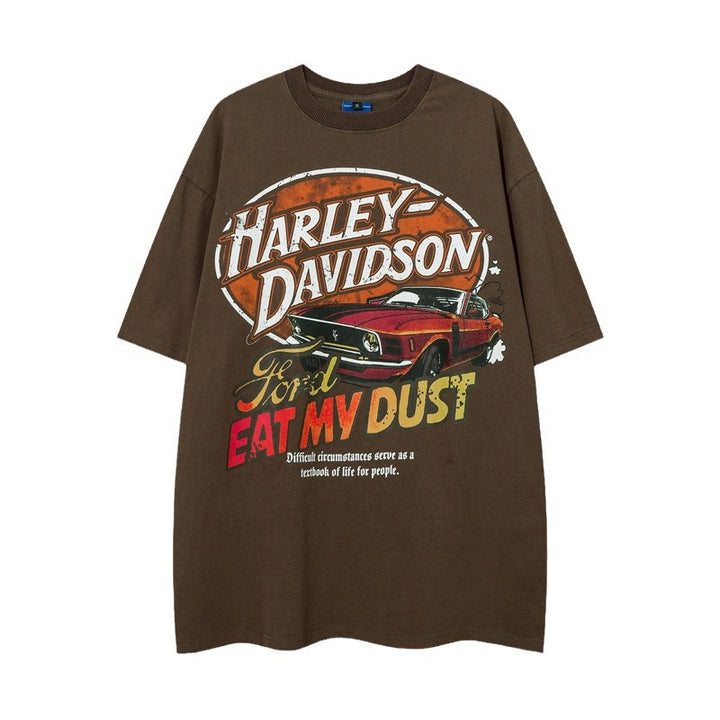 Dame T-shirt med vintage Ford og Harley Davidson grafiktryk Stilla