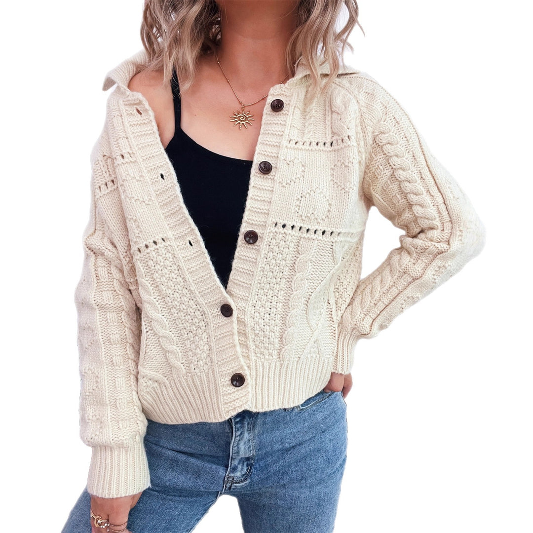 Kvinders cardigan med tekstureret kabeldesign og knaplukning Stilla
