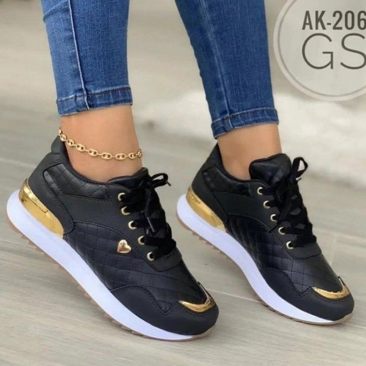 Dame sporty sneakers med elegant guldaccent og åndbart overmateriale Stilla