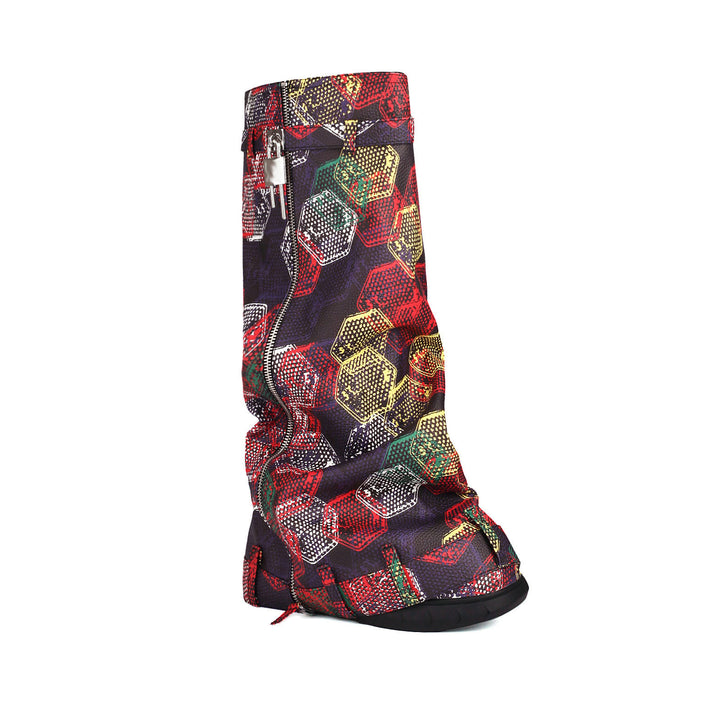 Femme Over-knee Slangeskinds-effekt Stiletto-støvler Stilla