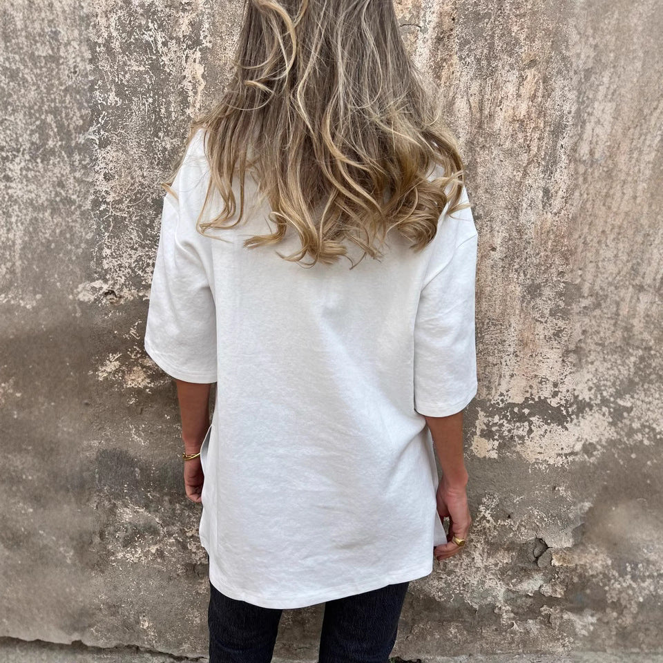 Dame Oversized T-shirt med dekorativ søm og løs pasform Stilla