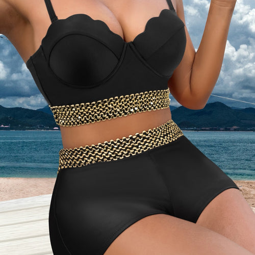 Dame bikini-sæt med cropped top og højtaljede shorts Stilla