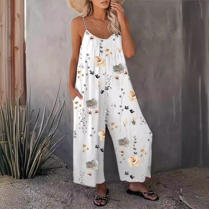 Stilla | Afslappet Sommer Print Uden Ærmer Bred Ben Jumpsuit