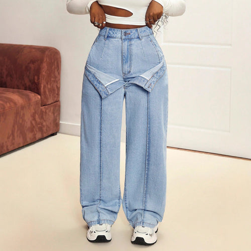 Kvinders brede jeans med innovativ skæring og asymmetrisk design Stilla