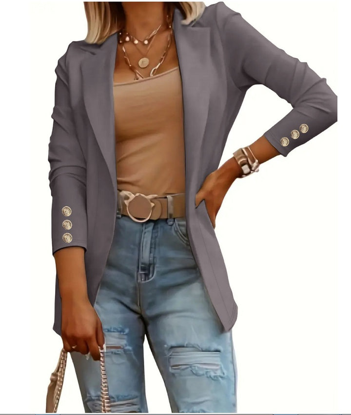 Dame Elegant Blazer med dekorative Knapper Stilla
