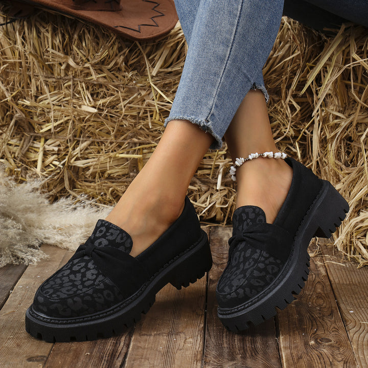 Dame loafers med leopardmønster og dekorativ sløjfedetalje Stilla